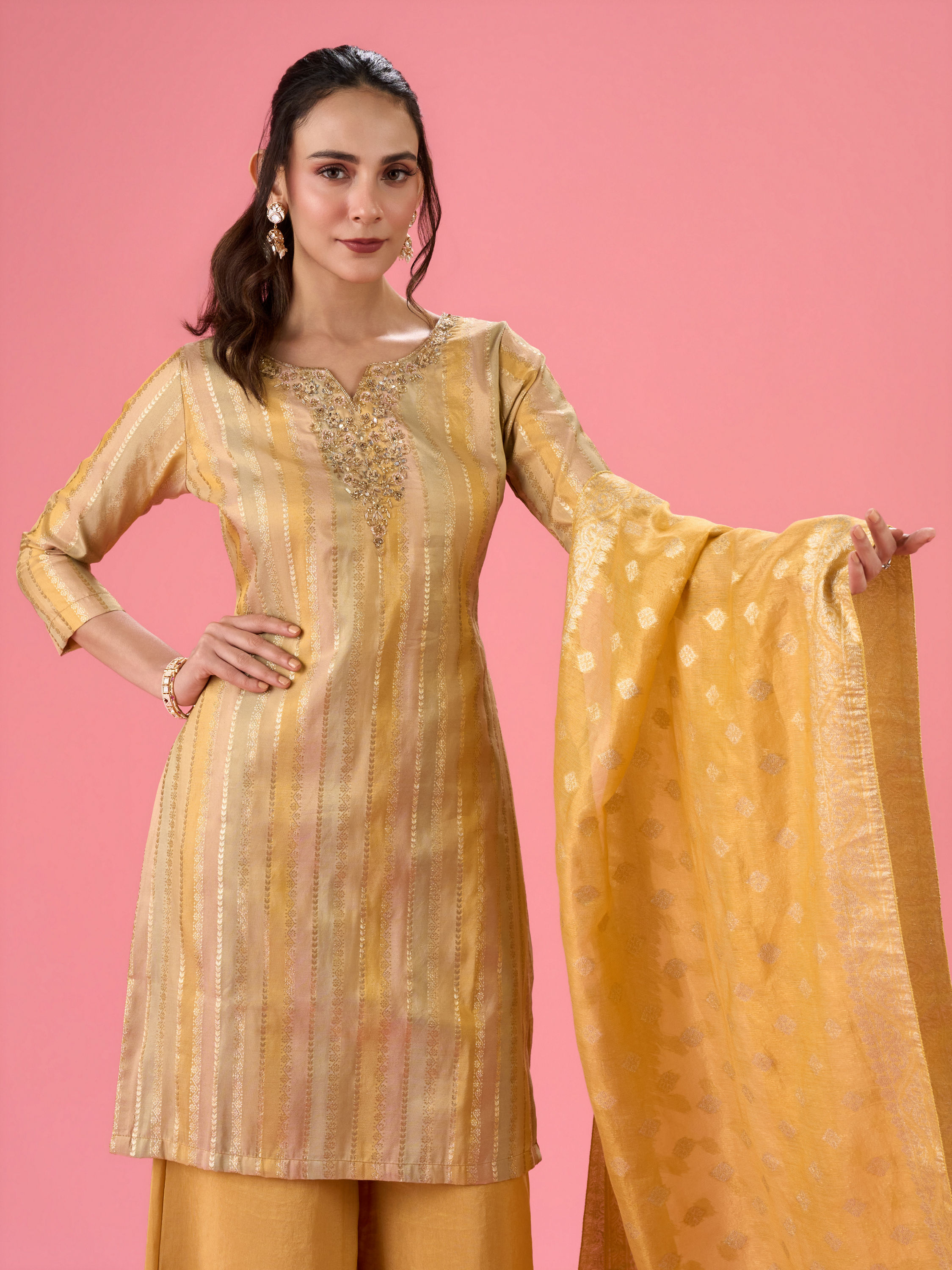 Mohey Women Radiant Yellow Palazzo Suit