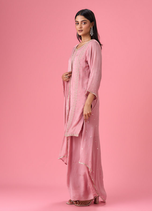 Mohey Women Elegant Pink Palazzo Suit