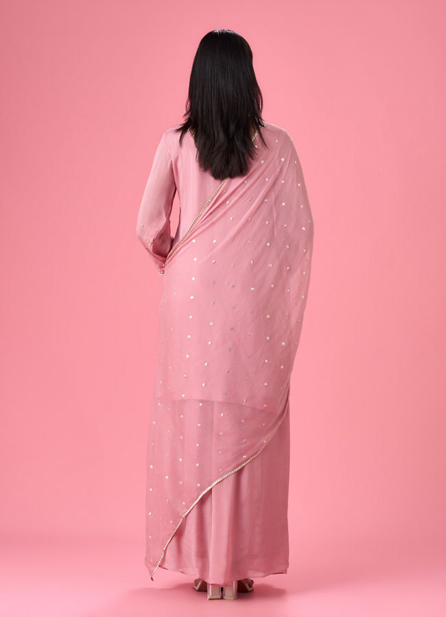 Mohey Women Elegant Pink Palazzo Suit