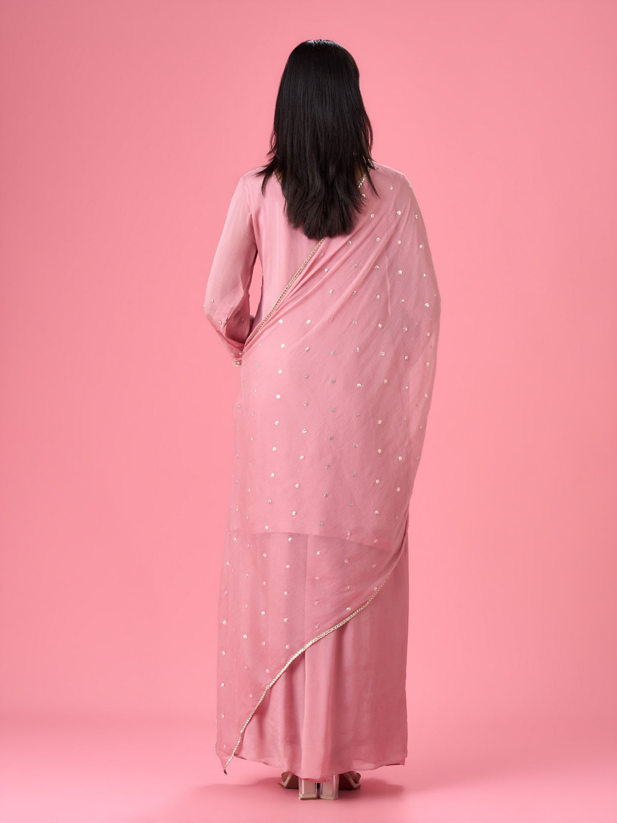 Mohey Women Elegant Pink Palazzo Suit