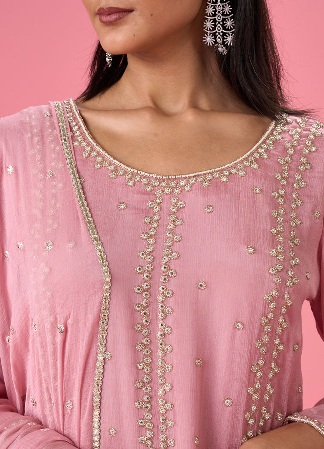 Mohey Women Elegant Pink Palazzo Suit