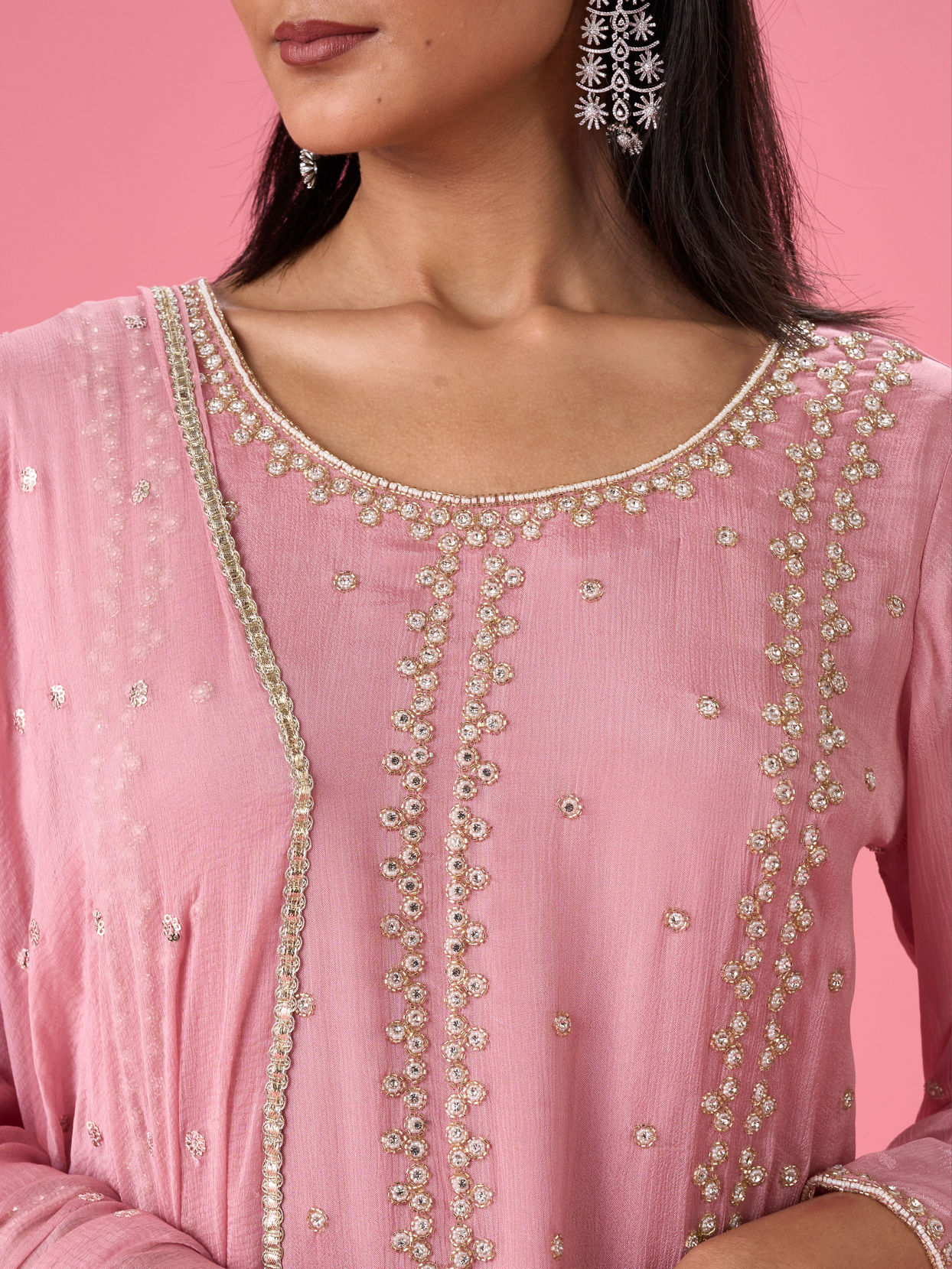 Mohey Women Elegant Pink Palazzo Suit