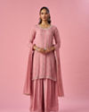 Mohey Women Pink Chinon Palazzo Suit with Hand Embroidery