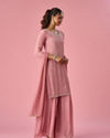 Mohey Women Pink Chinon Palazzo Suit with Hand Embroidery
