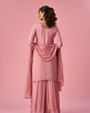Mohey Women Pink Chinon Palazzo Suit with Hand Embroidery