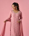 Mohey Women Pink Chinon Palazzo Suit with Hand Embroidery