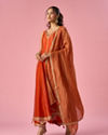 Mohey Women Orange Silk Anarkali Suit with Sequin Work