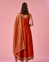 Mohey Women Orange Silk Anarkali Suit with Sequin Work