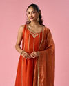 Mohey Women Orange Silk Anarkali Suit with Sequin Work