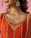 Mohey Women Orange Silk Anarkali Suit with Sequin Work