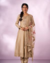 Mohey Women Cream Chinon Anarkali Suit with Sequin Work