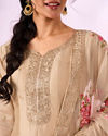 Mohey Women Cream Chinon Anarkali Suit with Sequin Work