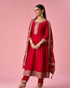Mohey Women Pink Art Silk Anarkali Suit with Stone Work