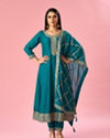 Mohey Women Green Art Silk Anarkali Suit with Sequin Work