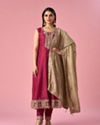 Mohey Women Maroon Silk Anarkali Suit with Sequin Work
