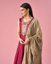 Mohey Women Maroon Silk Anarkali Suit with Sequin Work