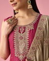 Mohey Women Maroon Silk Anarkali Suit with Sequin Work