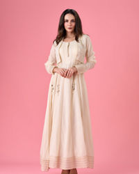Mohey Women Cream Blossoms Anarkali Suit