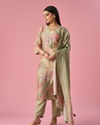 Mohey Women Green Art Silk Stitched Suit with Floral Print