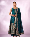 Mohey Women Green Art Silk Anarkali Suit with Embroidery