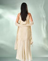 Mohey Women Cream Art Silk Palazzo Suit with Hand Embroidery