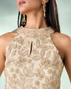 Mohey Women Cream Art Silk Palazzo Suit with Hand Embroidery