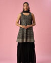 Mohey Women Black Georgette Sharara Suit with Sequin Work
