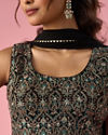 Mohey Women Black Georgette Sharara Suit with Sequin Work