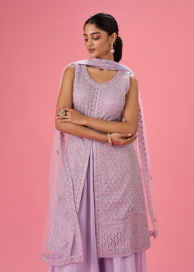 Mohey Women Purple Passion Net Palazzo Suit