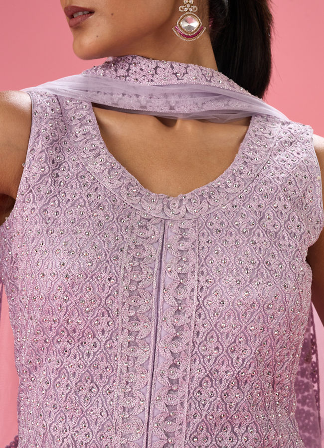 Mohey Women Purple Passion Net Palazzo Suit