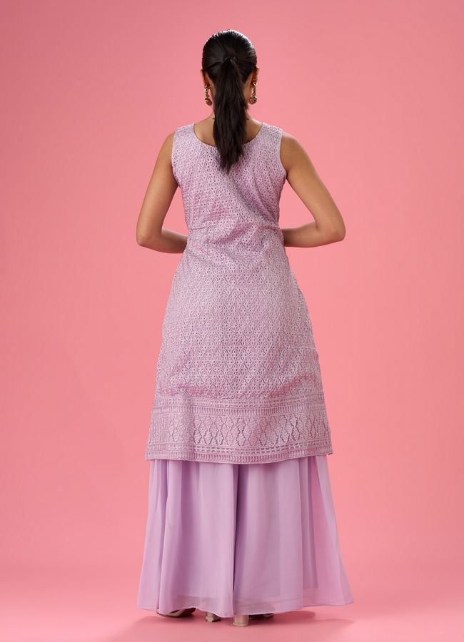 Mohey Women Purple Passion Net Palazzo Suit