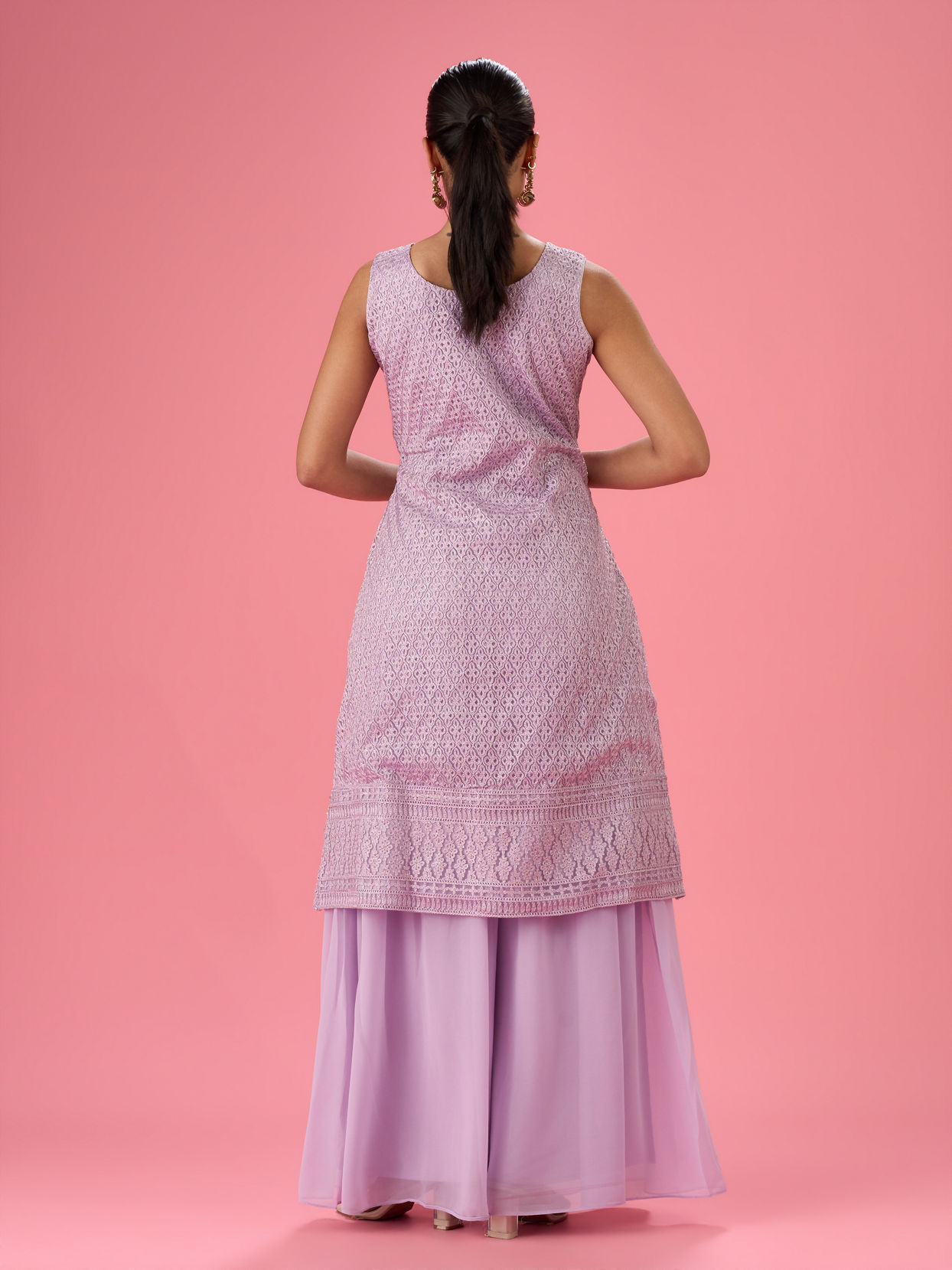 Mohey Women Purple Passion Net Palazzo Suit