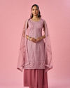 Mohey Women Dusty Pink Net Palazzo Suit with Sequin Work