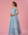Mohey Women Light Blue Net Anarkali Suit with Stone Work