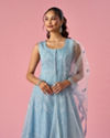 Mohey Women Light Blue Net Anarkali Suit with Stone Work