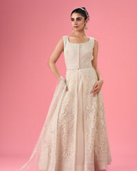 Mohey Women Elegant Cream Anarkali Suit