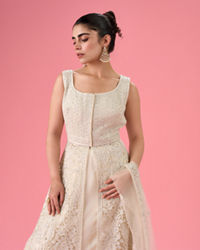 Mohey Women Elegant Cream Anarkali Suit