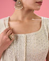 Mohey Women Elegant Cream Anarkali Suit