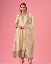 Mohey Women Elegant Cream Anarkali Suit