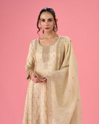 Mohey Women Elegant Cream Anarkali Suit