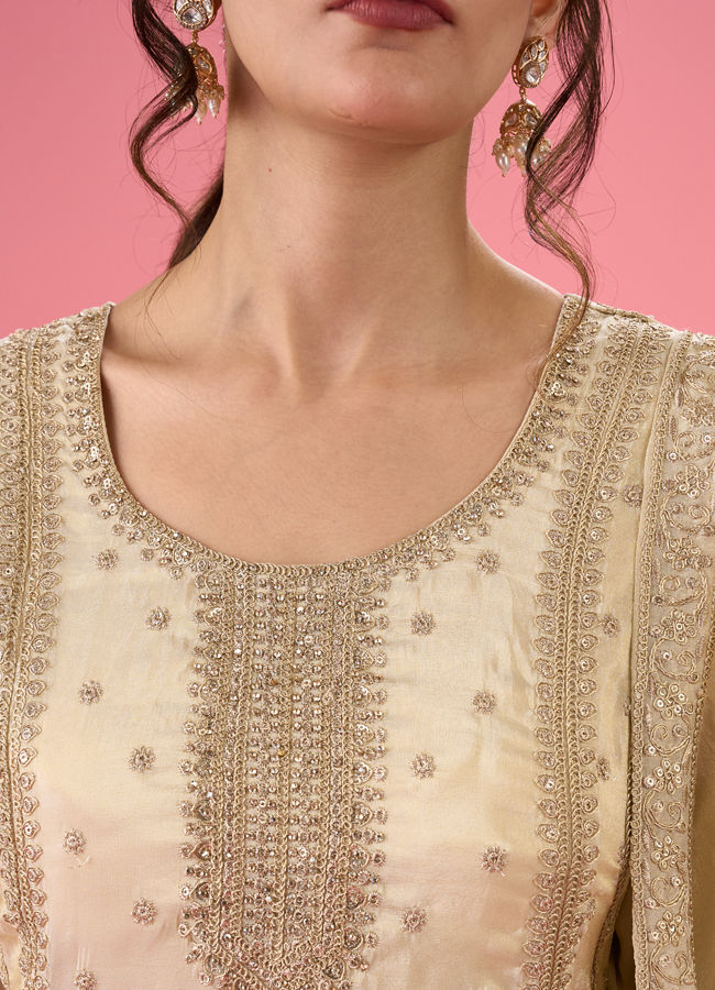 Mohey Women Elegant Cream Anarkali Suit