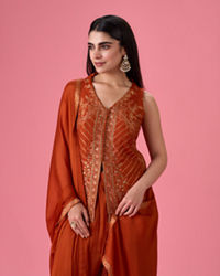 Mohey Women Vibrant Orange Palazzo Suit