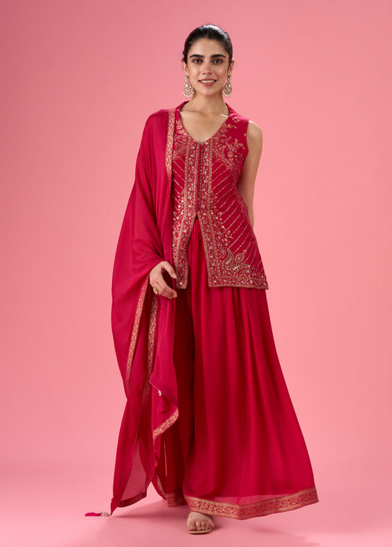 Mohey Women Rani Pink Palazzo Suit