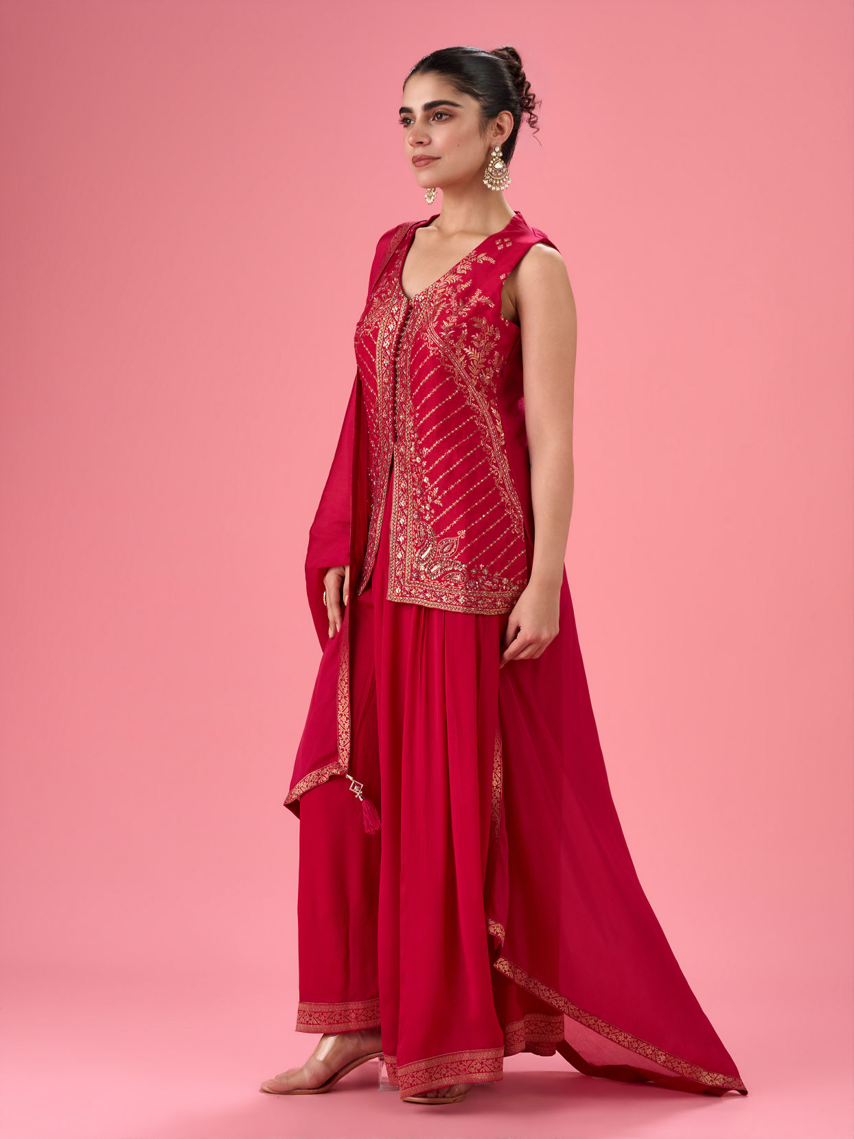 Mohey Women Rani Pink Palazzo Suit