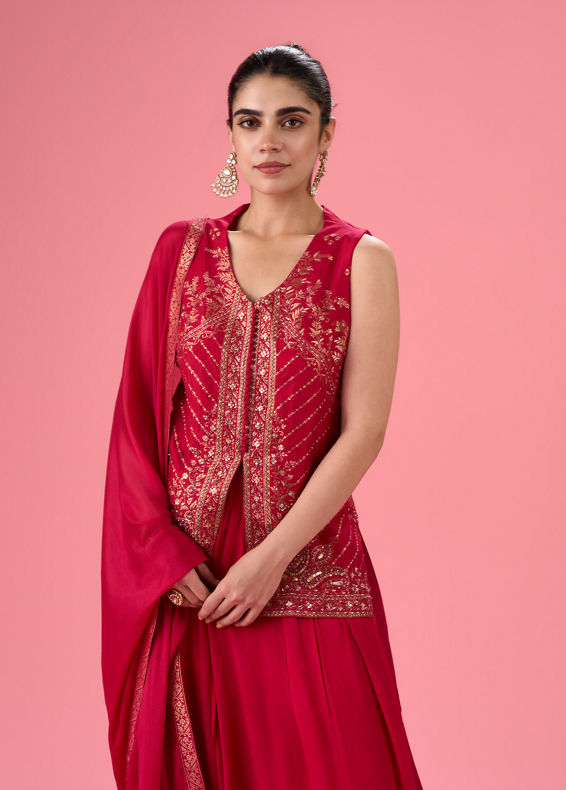 Mohey Women Rani Pink Palazzo Suit