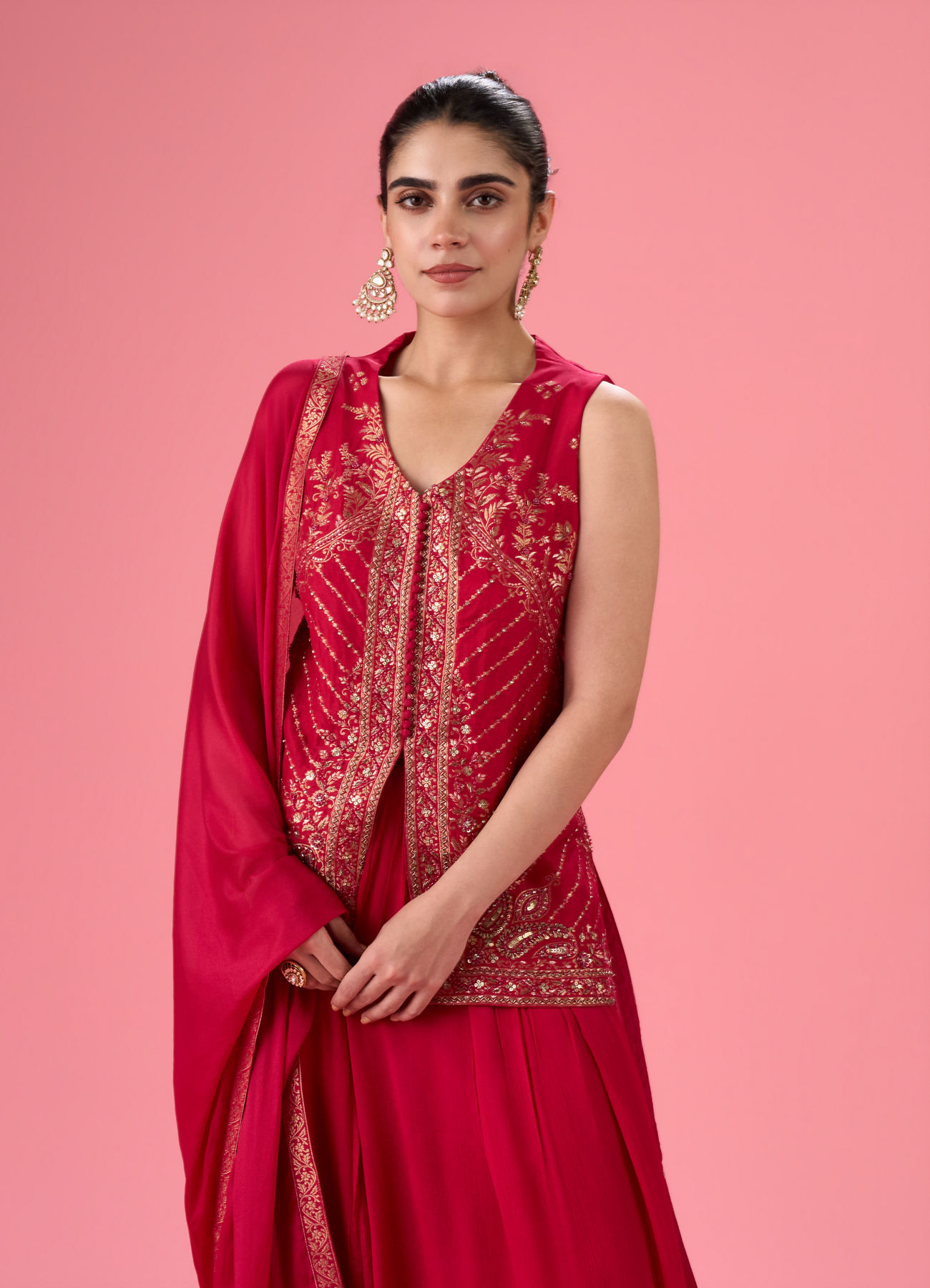 Mohey Women Rani Pink Palazzo Suit