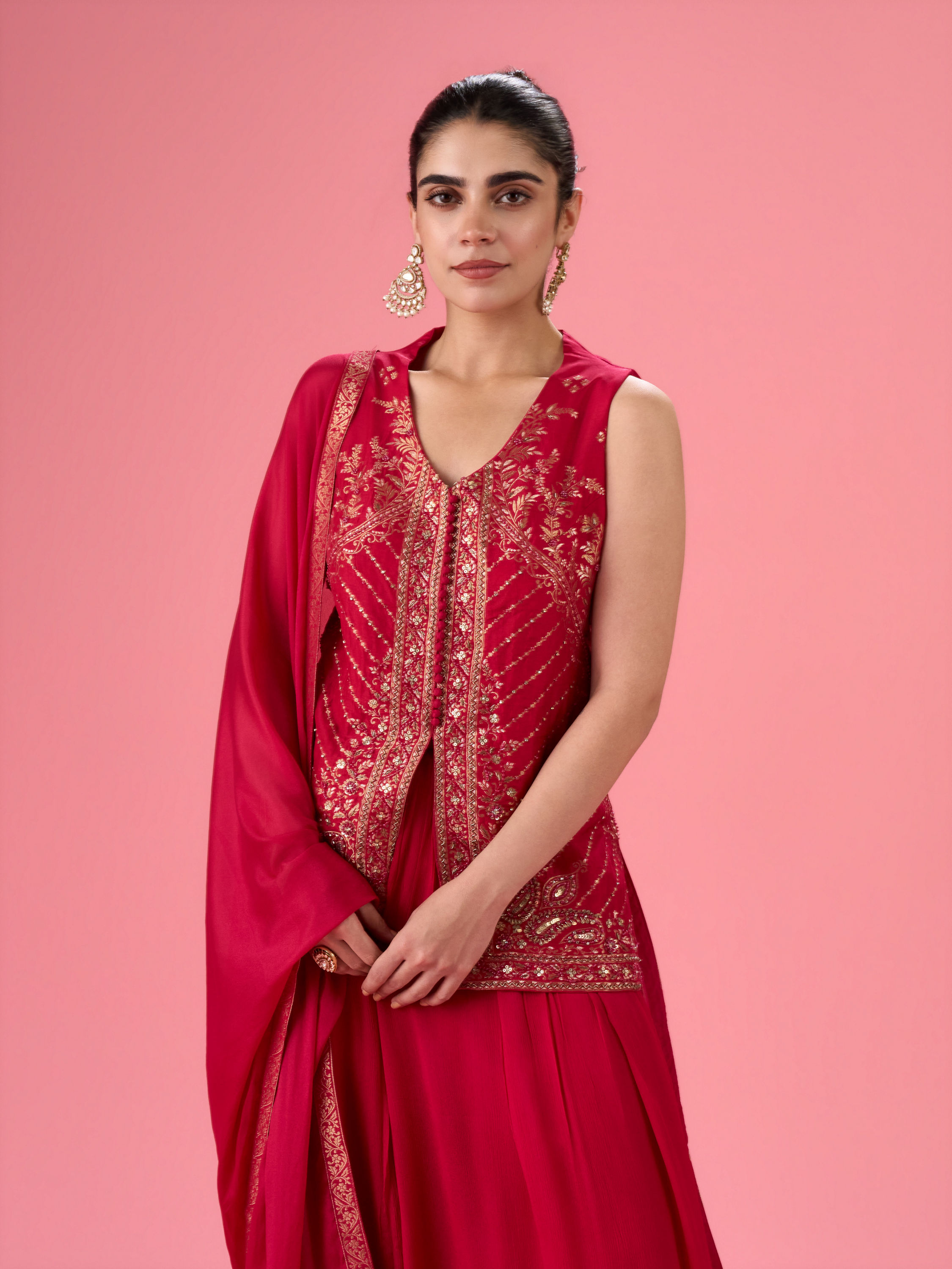 Mohey Women Rani Pink Palazzo Suit