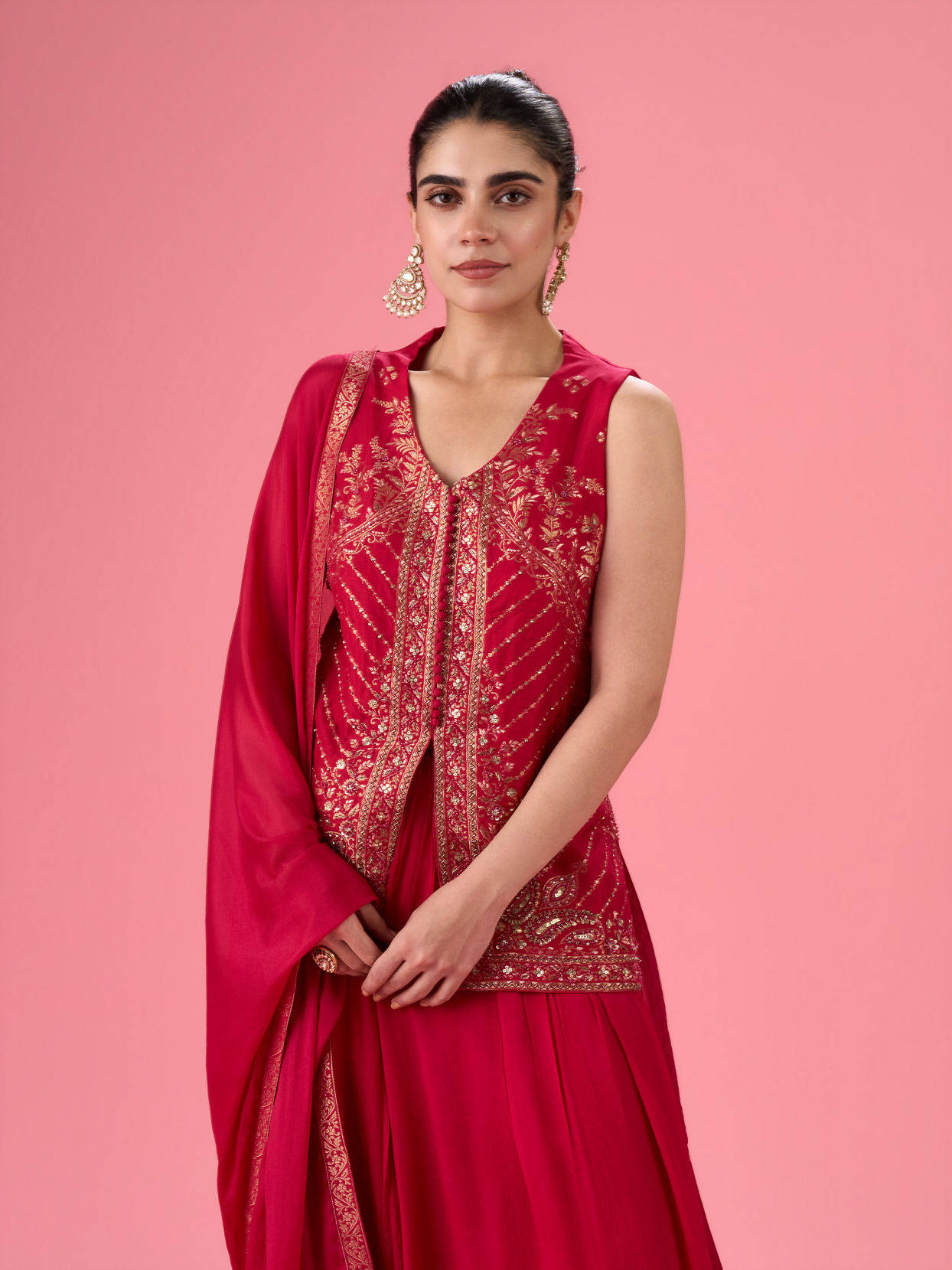 Mohey Women Rani Pink Palazzo Suit