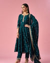 Mohey Women Green Art Silk Anarkali Suit with Sequin Work