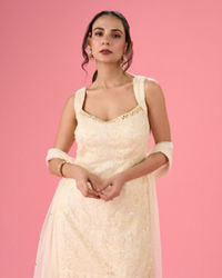 Mohey Women Elegant Georgette Cream Sharara Suit